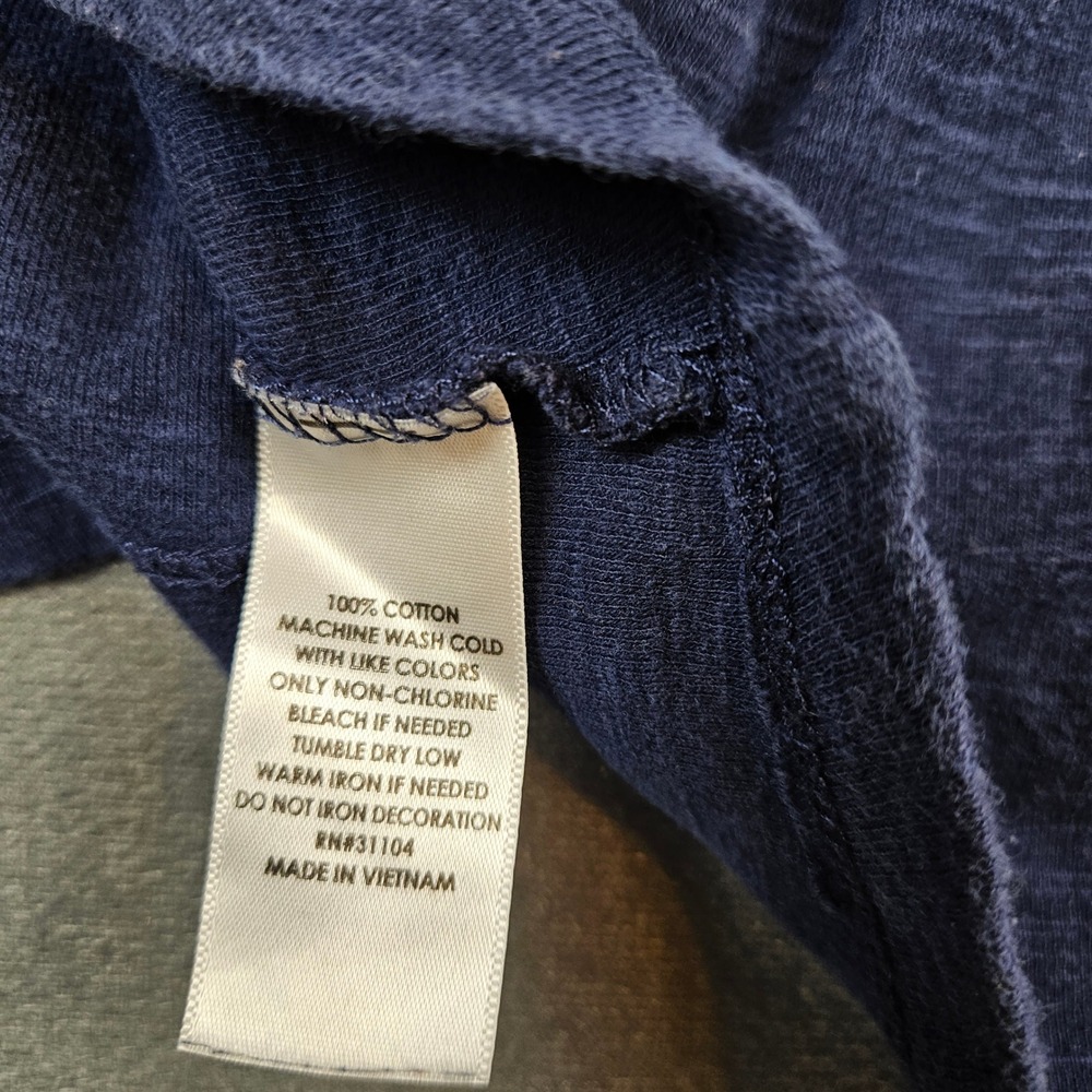 Kim Rogers Navy Blue Cotton Slub Knit Button Front Tunic Top Sharkbite Hem L - Picture 6 of 7
